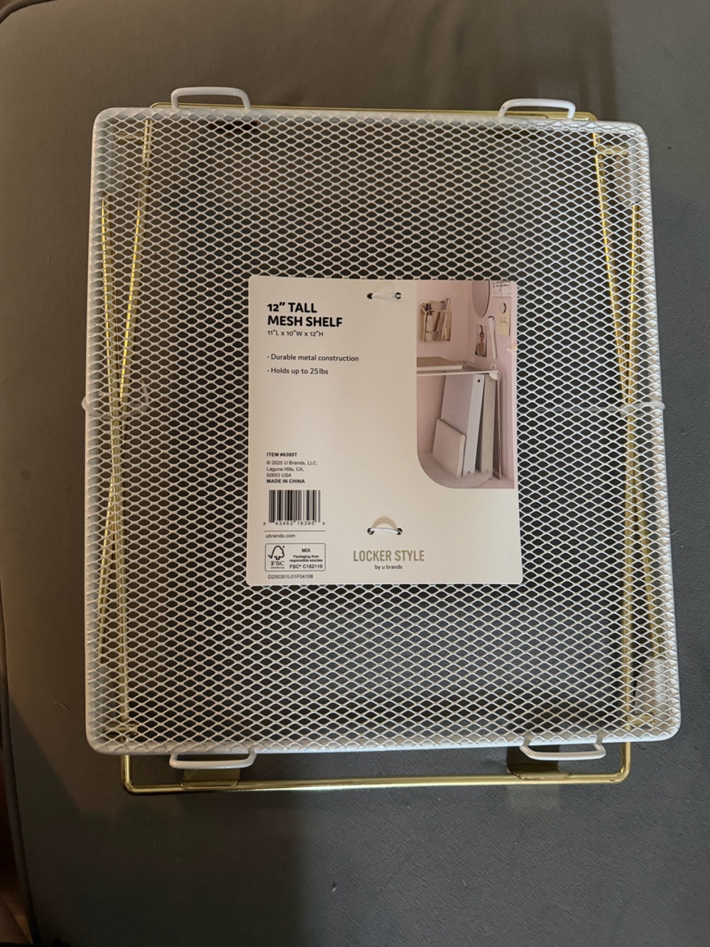 12" Tall Mesh Shelf - White